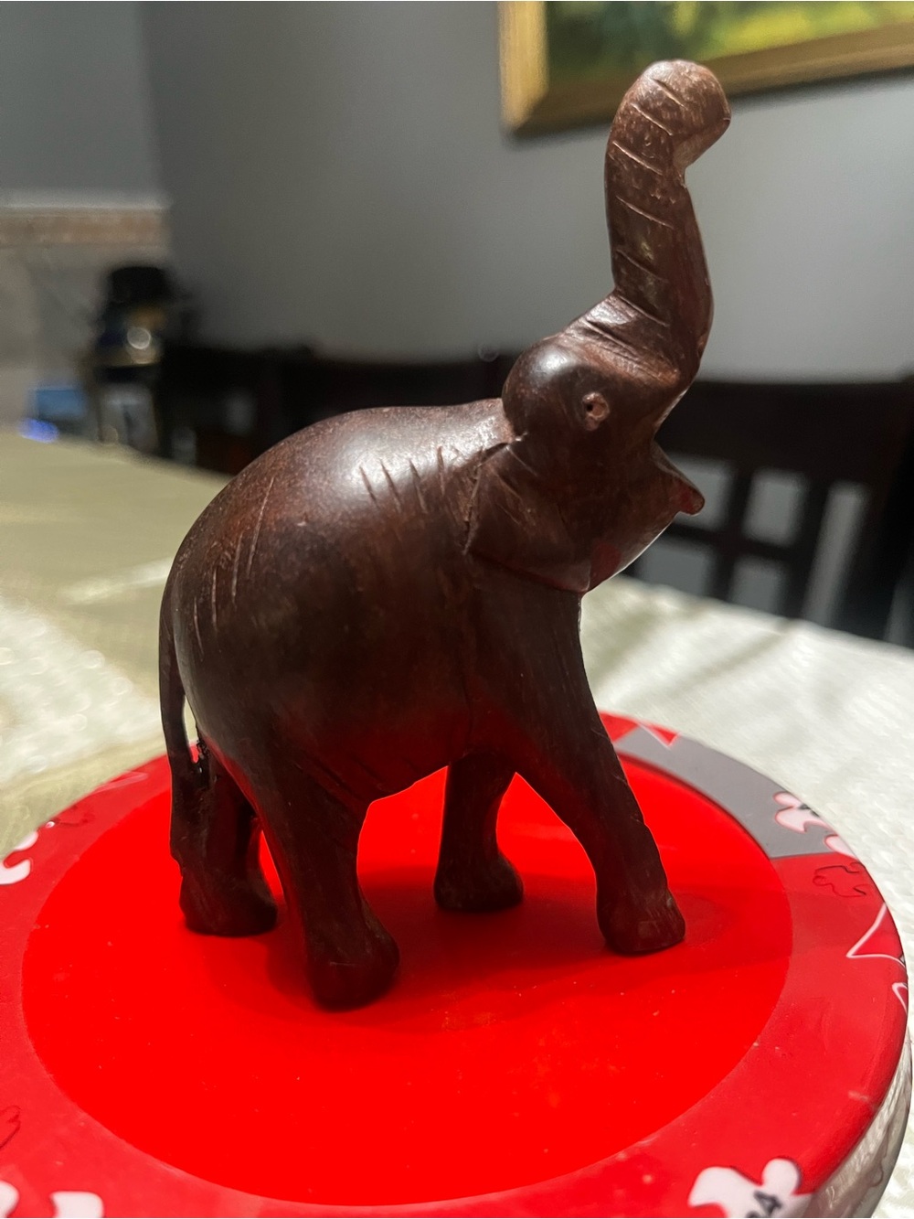 Hand-Carved Brown Wooden Elephant Sculpture - Elegant Home Art Accent